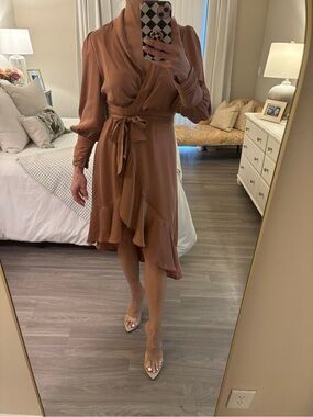✨ Zimmermann Long Sleeve Silk Wrap Midi Dress — Size 0P ✨
